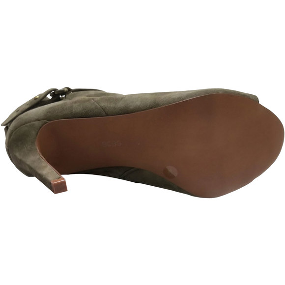 Bcbgeneration  Women Cassia Suede Peep Toe Booties Fatigue Green  9M - Picture 2 of 6